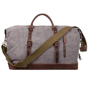NWT S-ZONE Duffel Bag for Travel Canvas Leather Bag Carry on Weekender